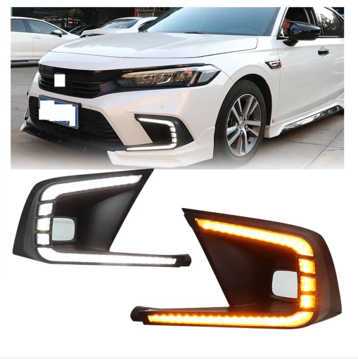KEEN 12V Car Daytime Running Light for Honda Civic 2021-2022 Start-scan LED DRL with Dynamic Turn Signal Driving Fog Lamp