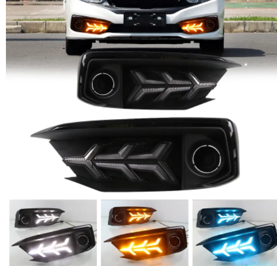 KEEN 12V Daytime Running Light for 2019-2020 Honda Civic LED DRL Sequential Turning Light Fog Lamp Cover