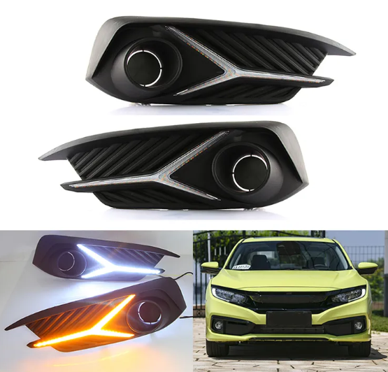 KEEN 12V Car led Daytime Running Lamp for Honda Civic 2016-2018 led Fog Light Cover LED Head Lamp