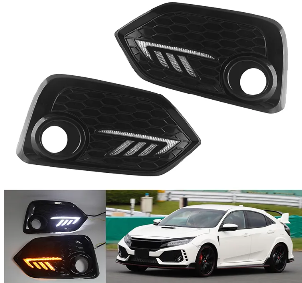 KEEN Auto Body Parts LED DRL Daytime Running Light With Fog lamp For Honda Civic 2019 With Yellow Light