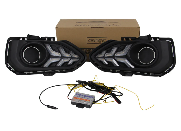 KEEN 12V Auto DRL for Honda Fit Jazz 2014-2016 White and Amber Daytime Running Light Fog Lamp Cover led with Turning Signal