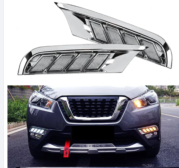 KEEN 12V LED Car for Nissan Kicks 2017 2018 2019 DRL Daytime Running Fog Lamp cover white and amber turn signal