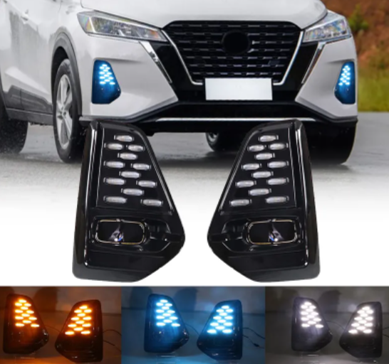 KEEN Car Daytime Running Light for Nissan Kicks 2021 2022 DRL Start-scan Driving Fog lamp with Dynamic Turn Signal Headlight