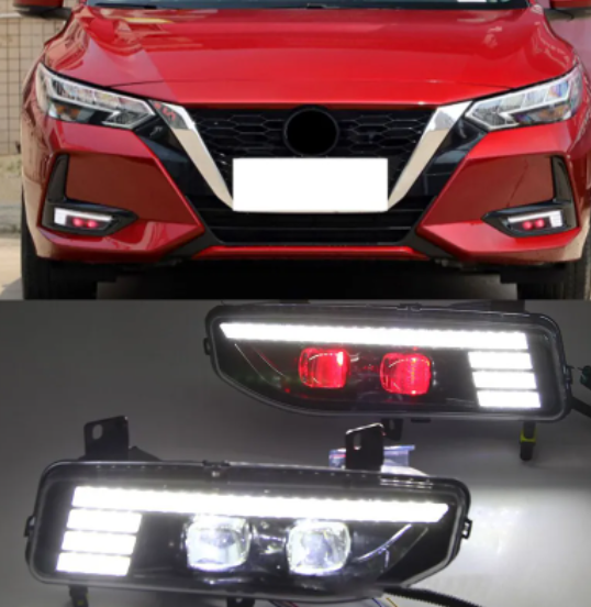 KEEN LED Daytime Running Light for Nissan X-Trail Qashqai Kicks Sentra Sylphy 2020 DRL Flow Turn Signal Demon Eye Fog Lamp