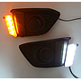 KEEN 12V Auto DRL for Honda Fit Jazz 2014-2016 White and Amber Daytime Running Light Fog Lamp Cover led with Turning Signal