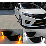 KEEN 12V Auto DRL for Honda Fit Jazz 2014-2016 White and Amber Daytime Running Light Fog Lamp Cover led with Turning Signal