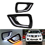 KEEN Black Gloss Cover Car Light for Nissan Navara NP300 2015-2018 led Daytime Running Light Fog Lamp Cover Led Yellow Turning