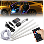 KEEN 4pcs 12v Flexible Rubber Car RGB Interior Atmoshere Light Bar Remote Control Auto Neno Decorative Ambient Strip Light