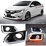 KEEN Car LED DRL for Honda City 2017-2018 Daytime Running Lights with Amber Turn Signal Driving Fog Lamp Cover Car Head Lights
