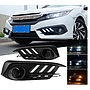 KEEN High Quality 12V LED DRL For Honda Civic 2016-2018 White Blue Amber Daytime Running Light Fog Lamp